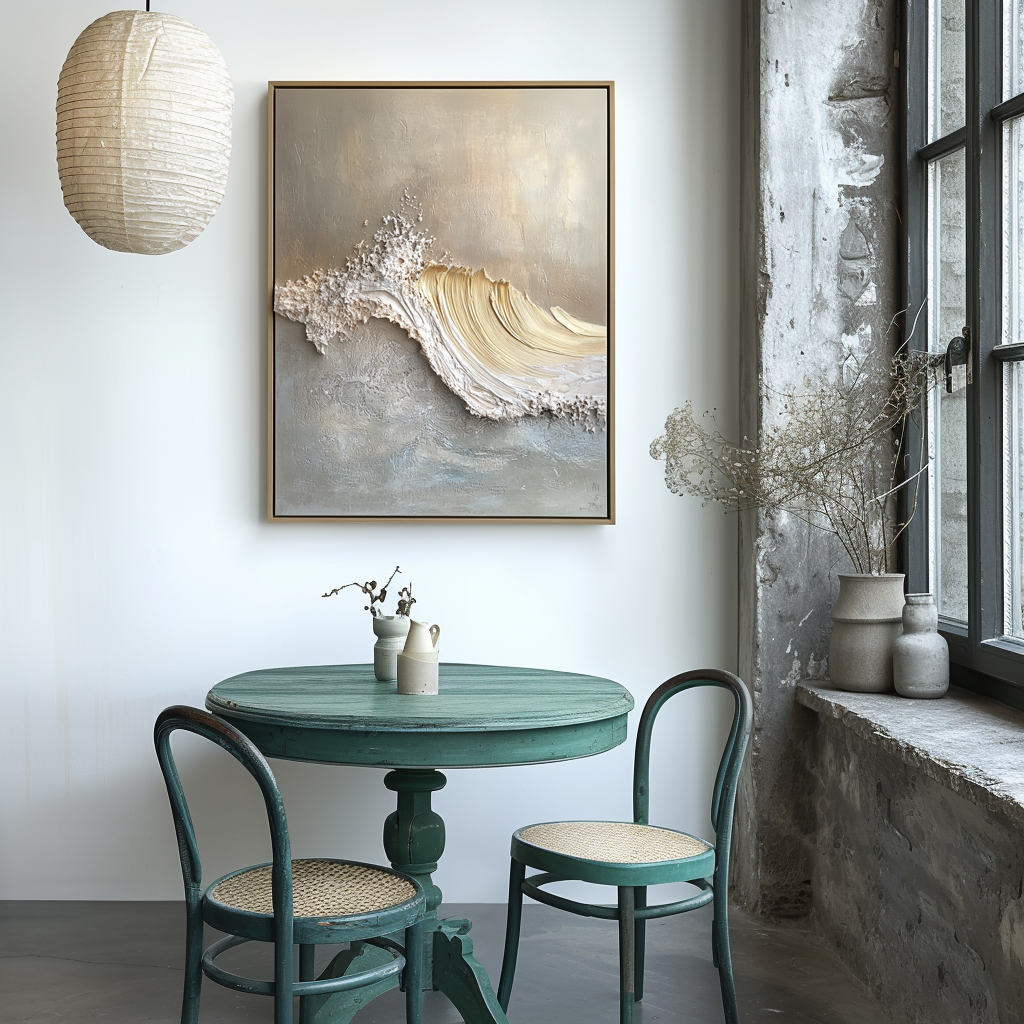 Golden Break – Sculptural Wave Textured Wall Art 3D Textured Abstract Wave Art