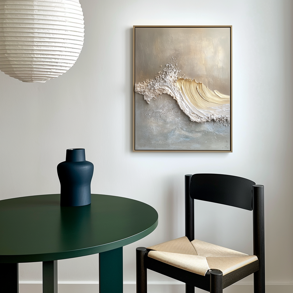 Golden Break – Sculptural Wave Textured Wall Art 3D Textured Abstract Wave Art