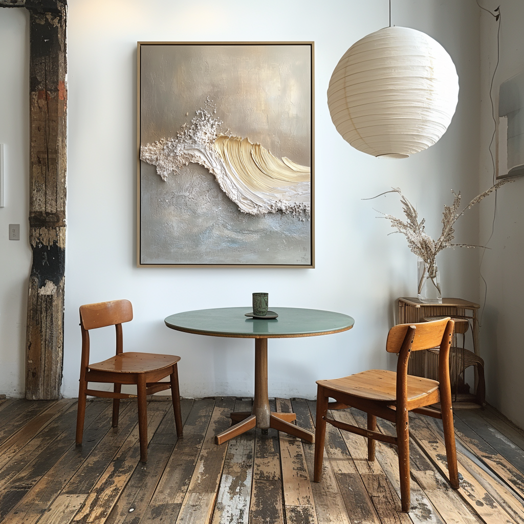 Golden Break – Sculptural Wave Textured Wall Art 3D Textured Abstract Wave Art