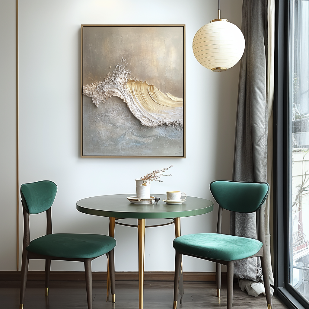 Golden Break – Sculptural Wave Textured Wall Art 3D Textured Abstract Wave Art