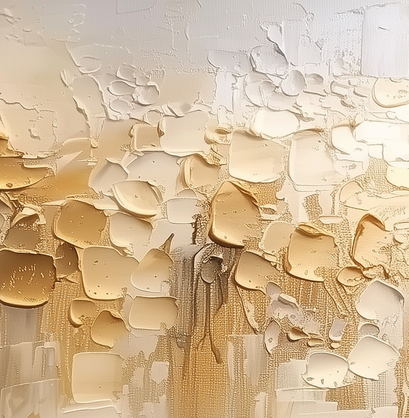 Golden Whisper-Neutral Warm Tones Textured Abstract Oil Painting, Modern Wall Art for Home Decoration