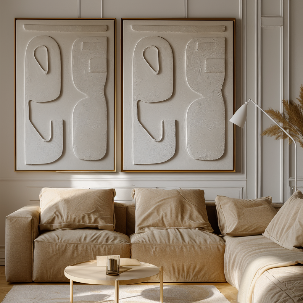 Harmonic Forms-Minimalist Geometric Wall Art - Handmade 3D Textured Abstract Decor