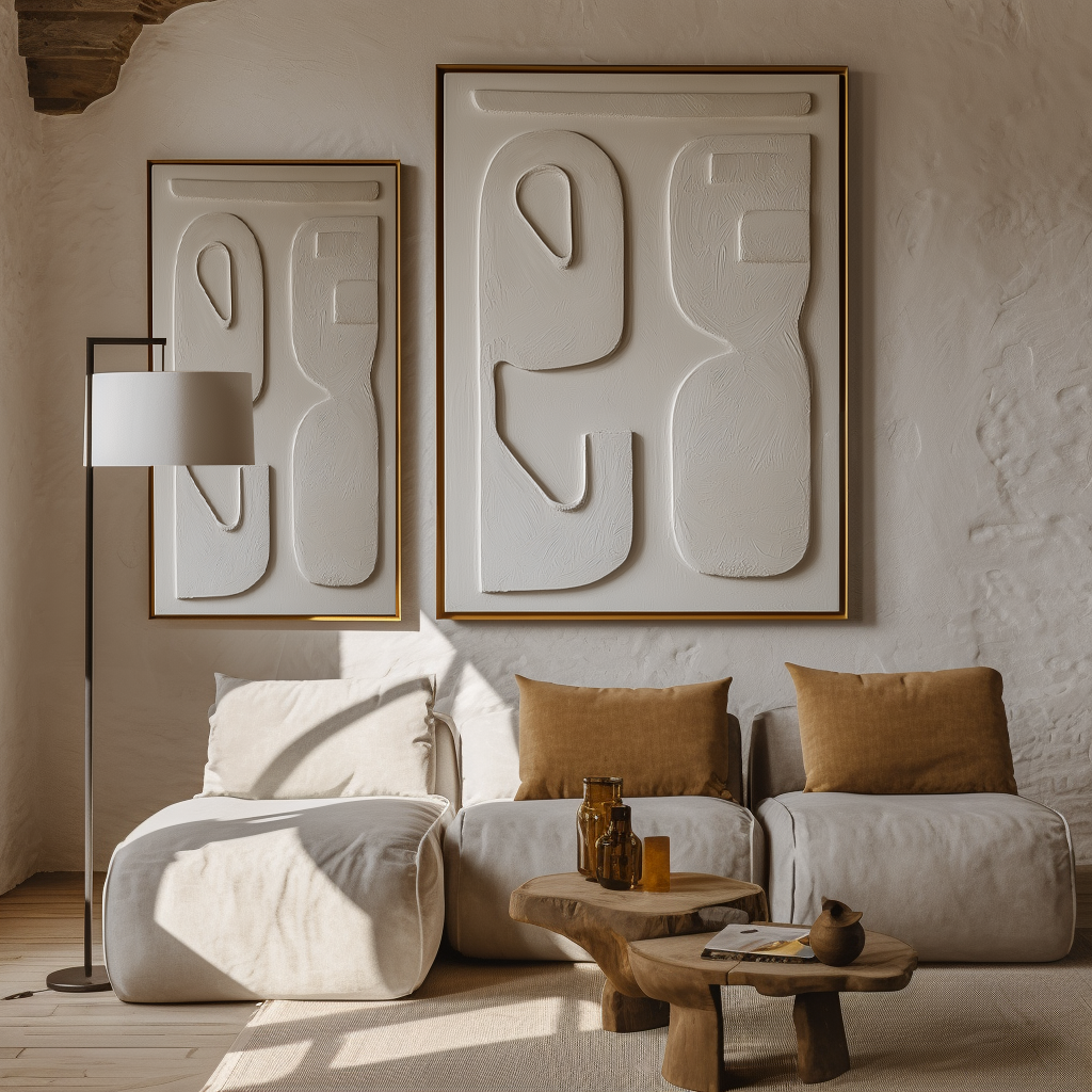 Harmonic Forms-Minimalist Geometric Wall Art - Handmade 3D Textured Abstract Decor