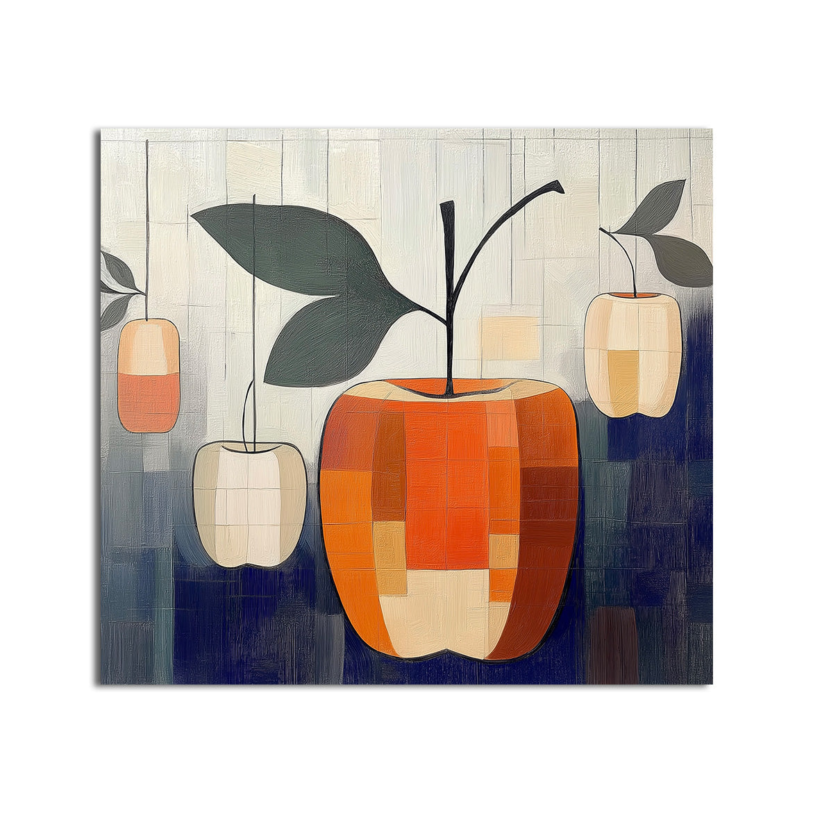 Harvest Geometry - Modern Abstract Fruit Painting Geometric Apple Canvas Wall Art