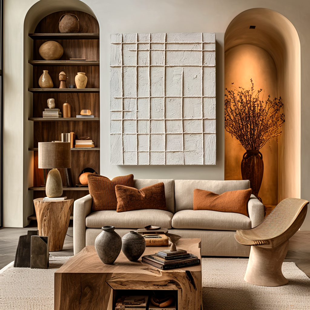 Minimalist Neutral Textured Wall Art – Geometric Abstract Canvas Painting