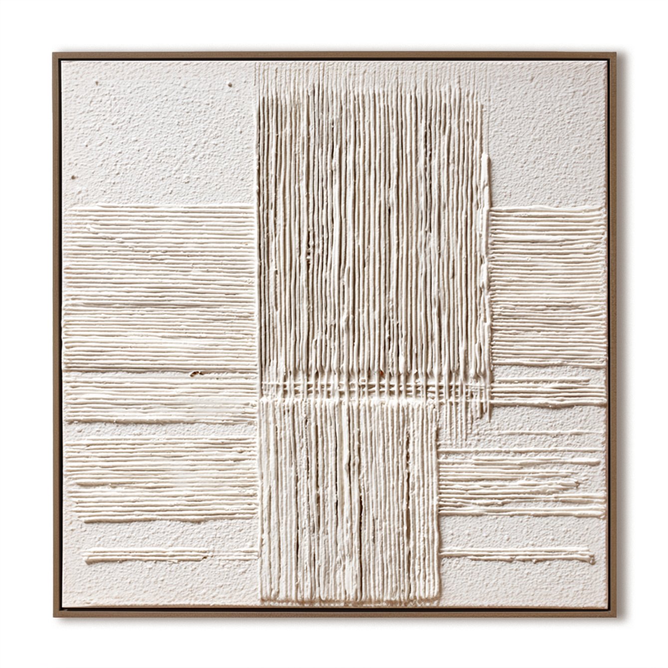 Minimalist Neutral Textured Wall Art – Vertical Line Abstract Canvas Painting
