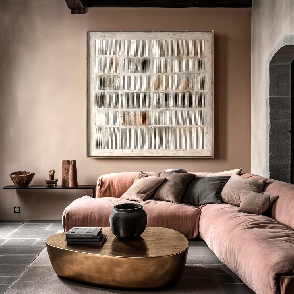 Modern Textured Grid Wall Art – Neutral Abstract Canvas Painting