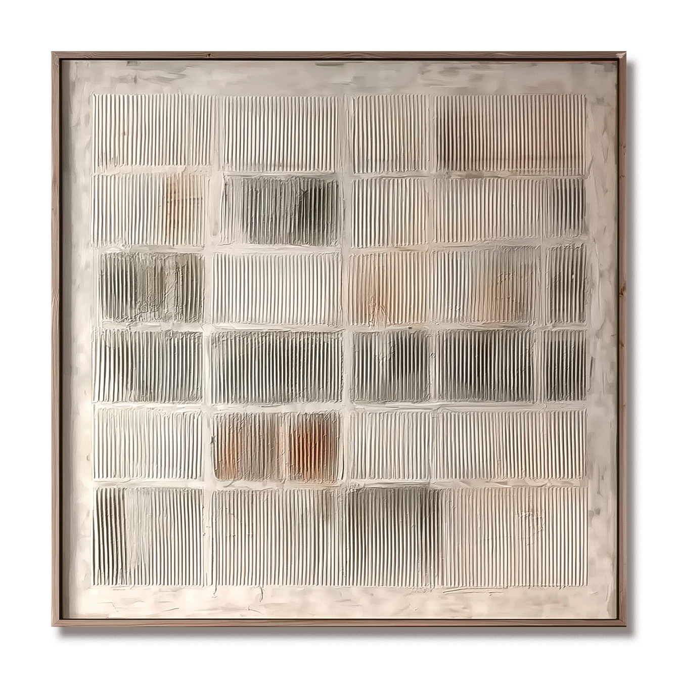 Modern Textured Grid Wall Art – Neutral Abstract Canvas Painting