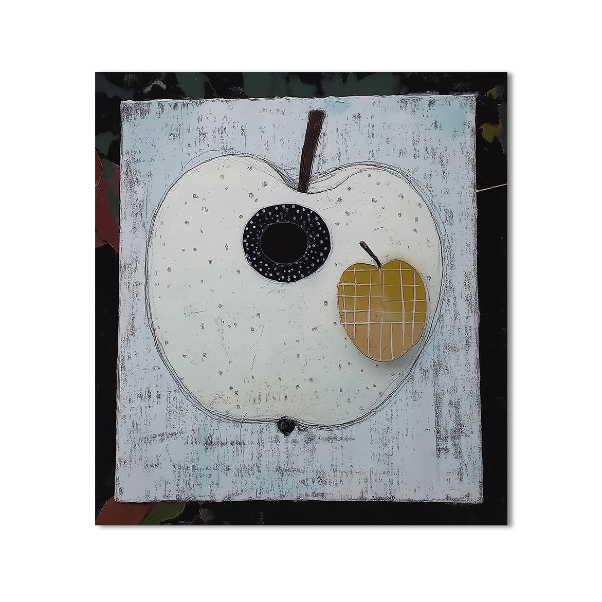 Mooncore Apple - Minimalist Abstract Apple Painting Modern Geometric Wall Art