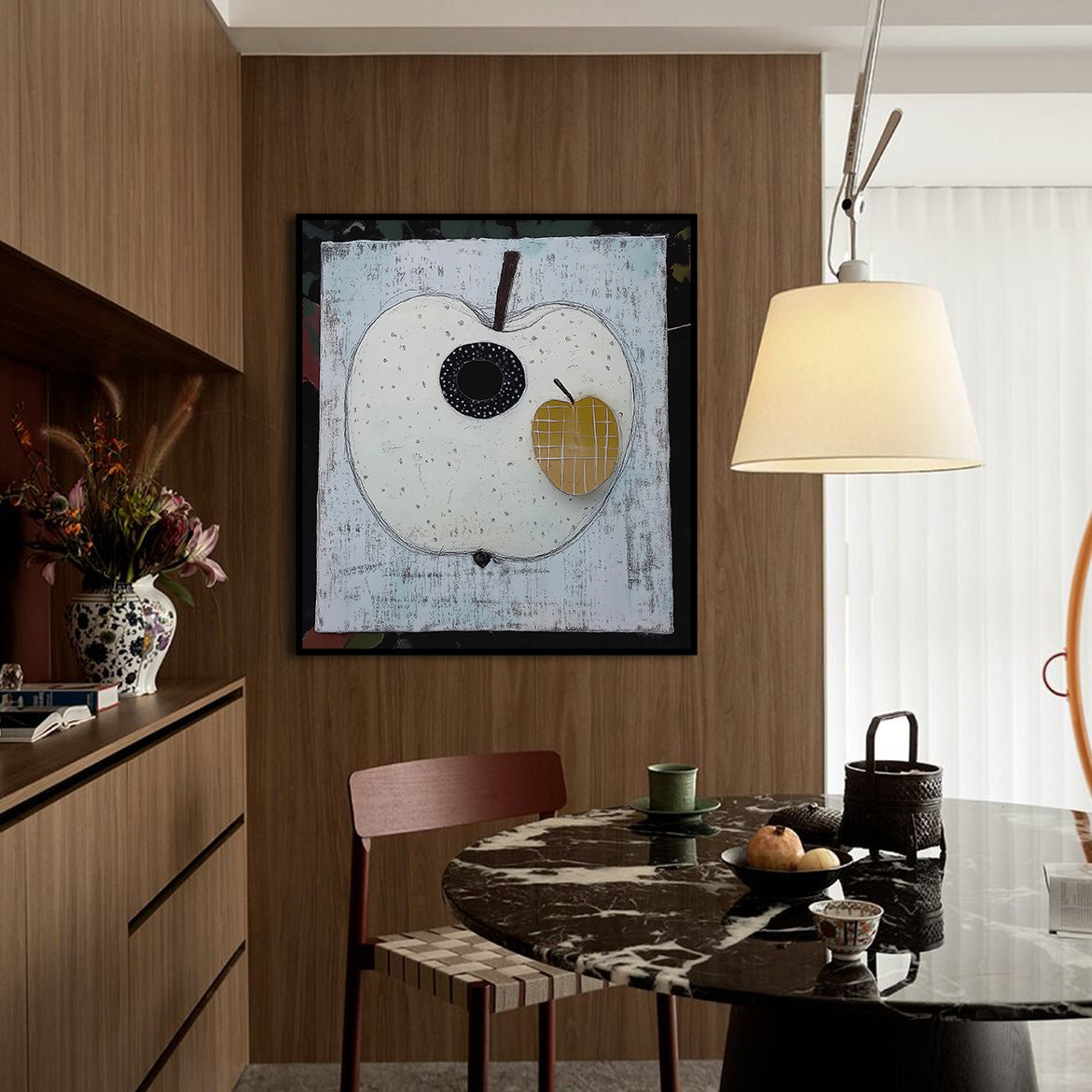 Mooncore Apple - Minimalist Abstract Apple Painting Modern Geometric Wall Art