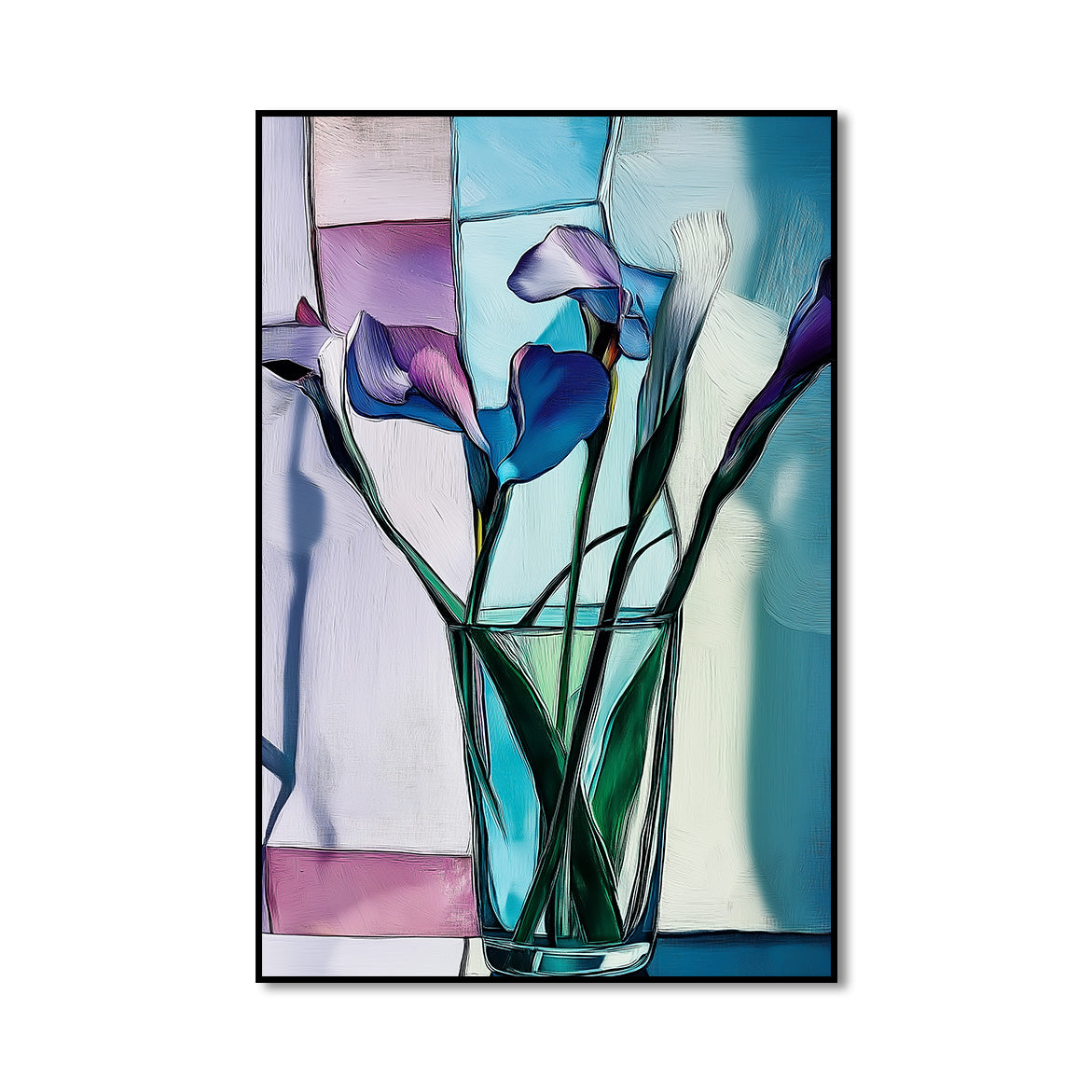 Morning Light - Calla Lilies in Glass Minimalist Botanical Painting with Light Geometry