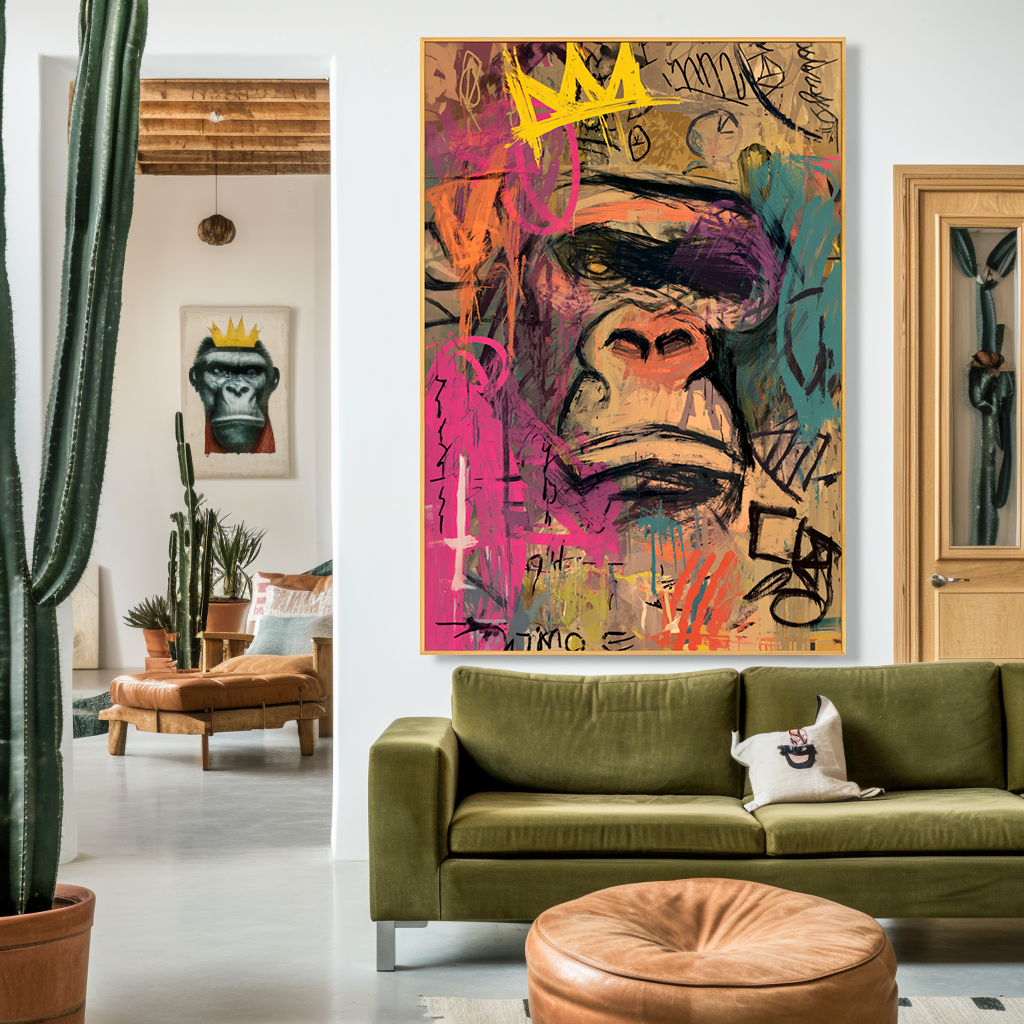 Muted Crown - Contemporary Gorilla Portrait Oil Painting