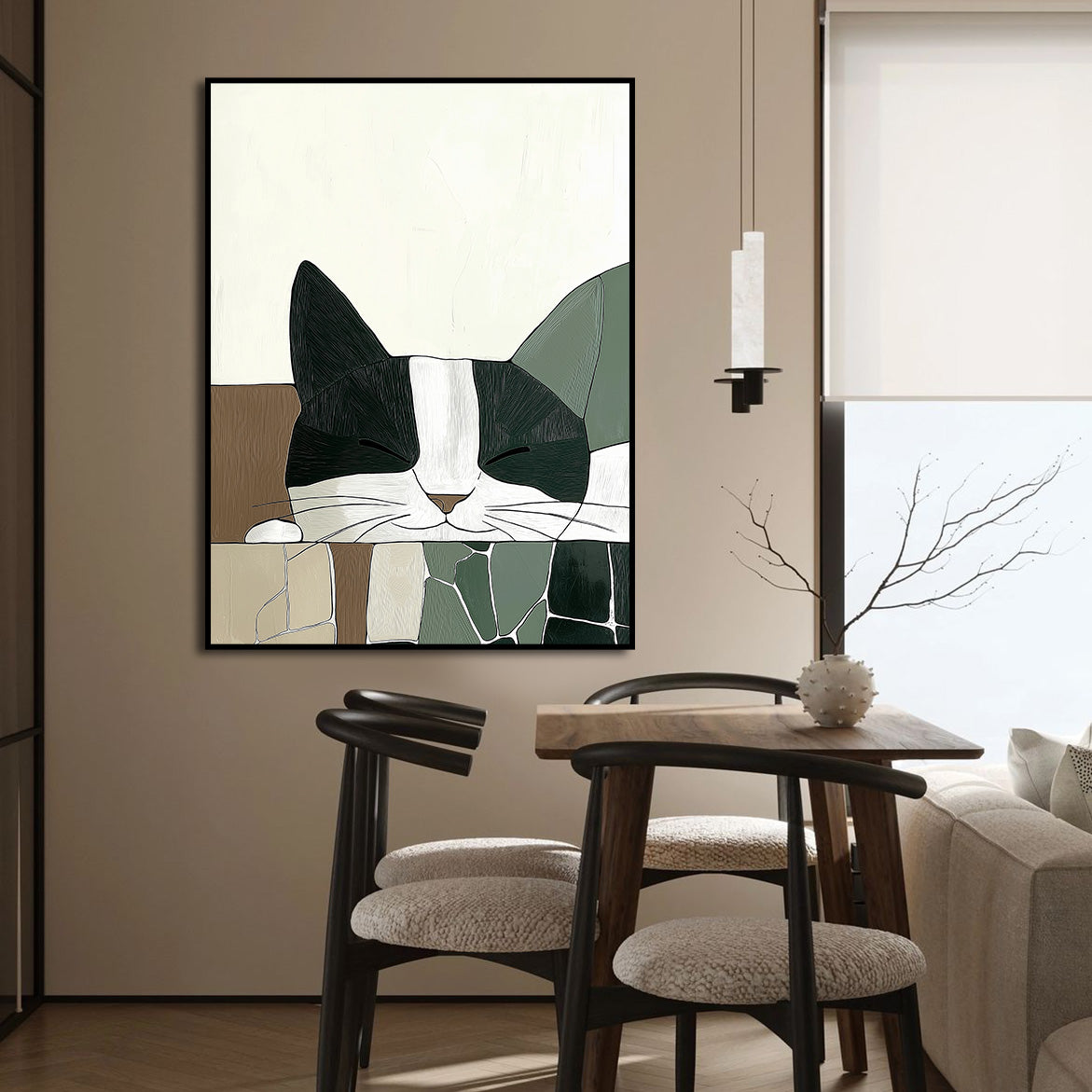 Nap Time - Abstract Sleeping Cat Wall Art Minimalist Pet-Themed Decor