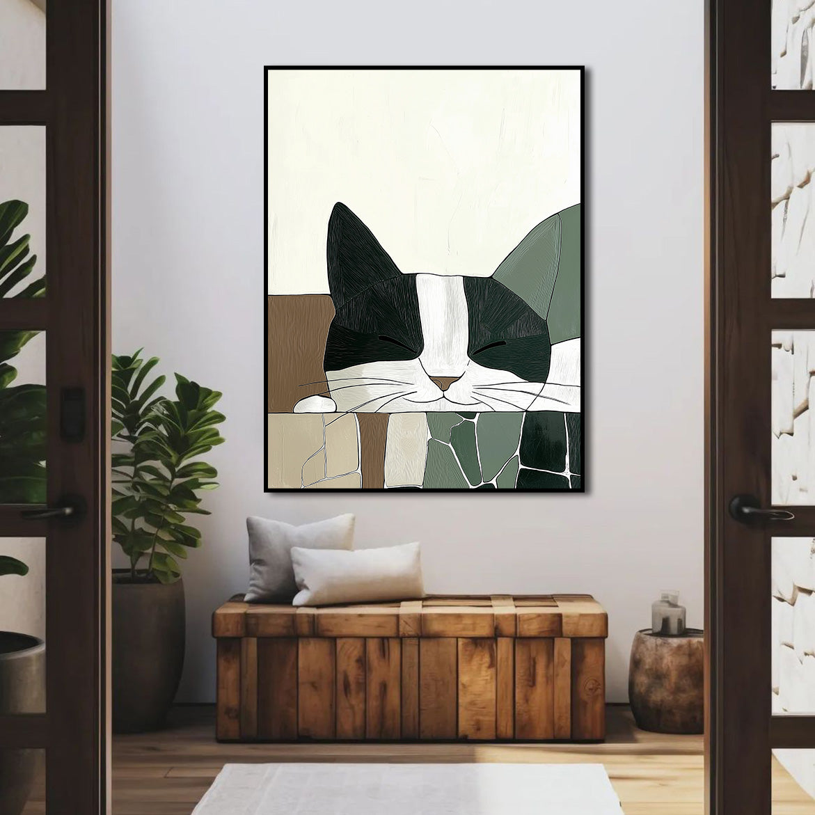 Nap Time - Abstract Sleeping Cat Wall Art Minimalist Pet-Themed Decor
