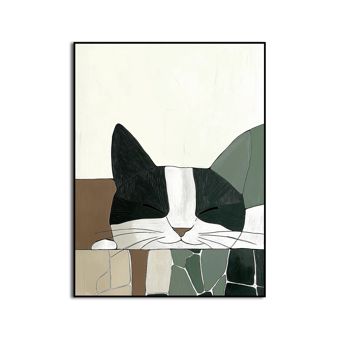 Nap Time - Abstract Sleeping Cat Wall Art Minimalist Pet-Themed Decor