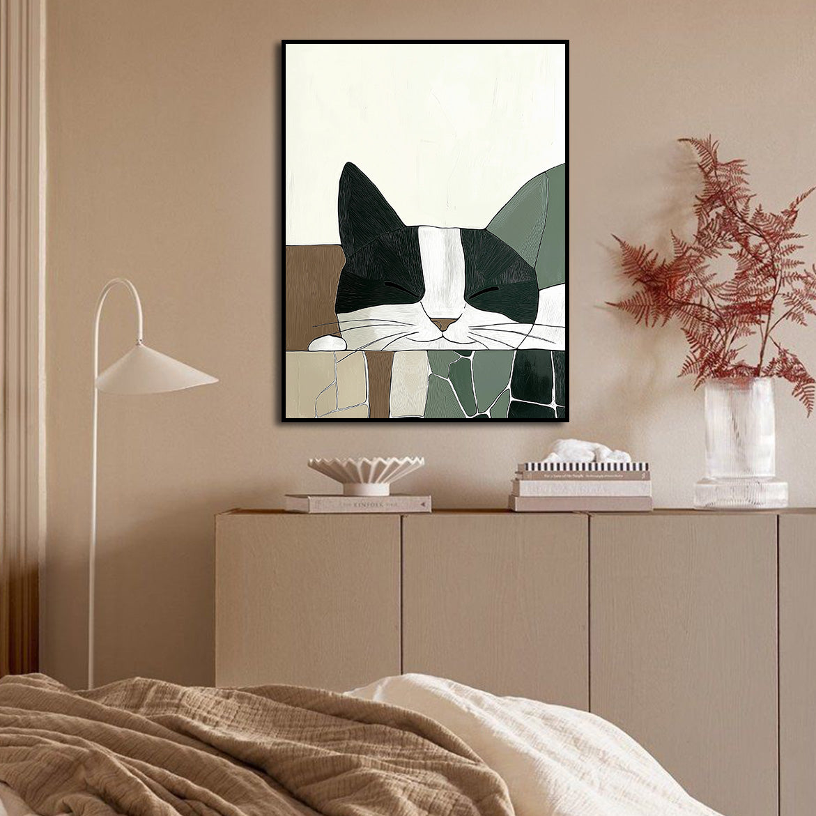 Nap Time - Abstract Sleeping Cat Wall Art Minimalist Pet-Themed Decor