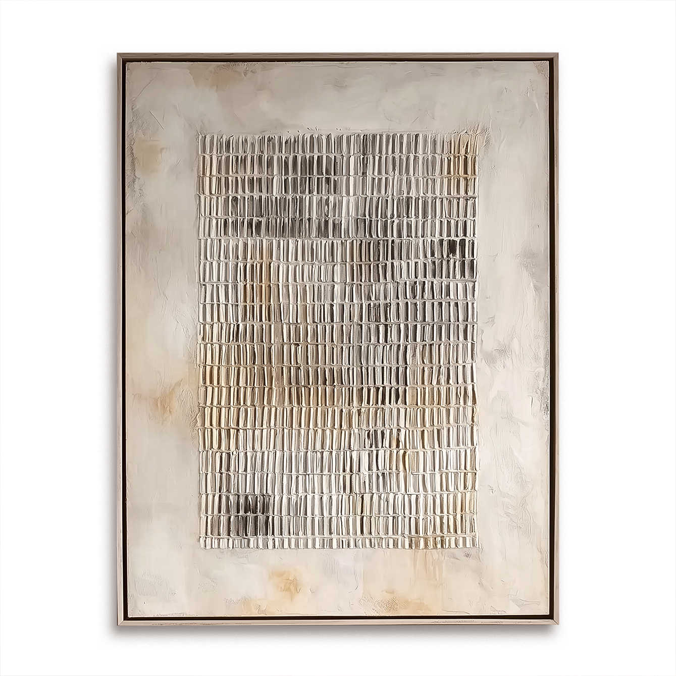 Neutral Textured Grid Wall Art – Large Abstract Canvas Painting