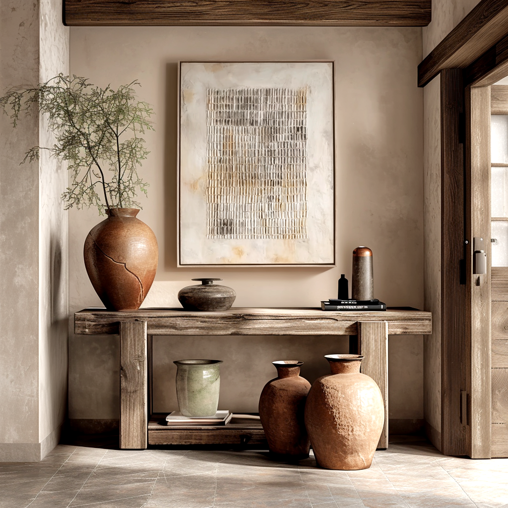 Neutral Textured Grid Wall Art – Large Abstract Canvas Painting