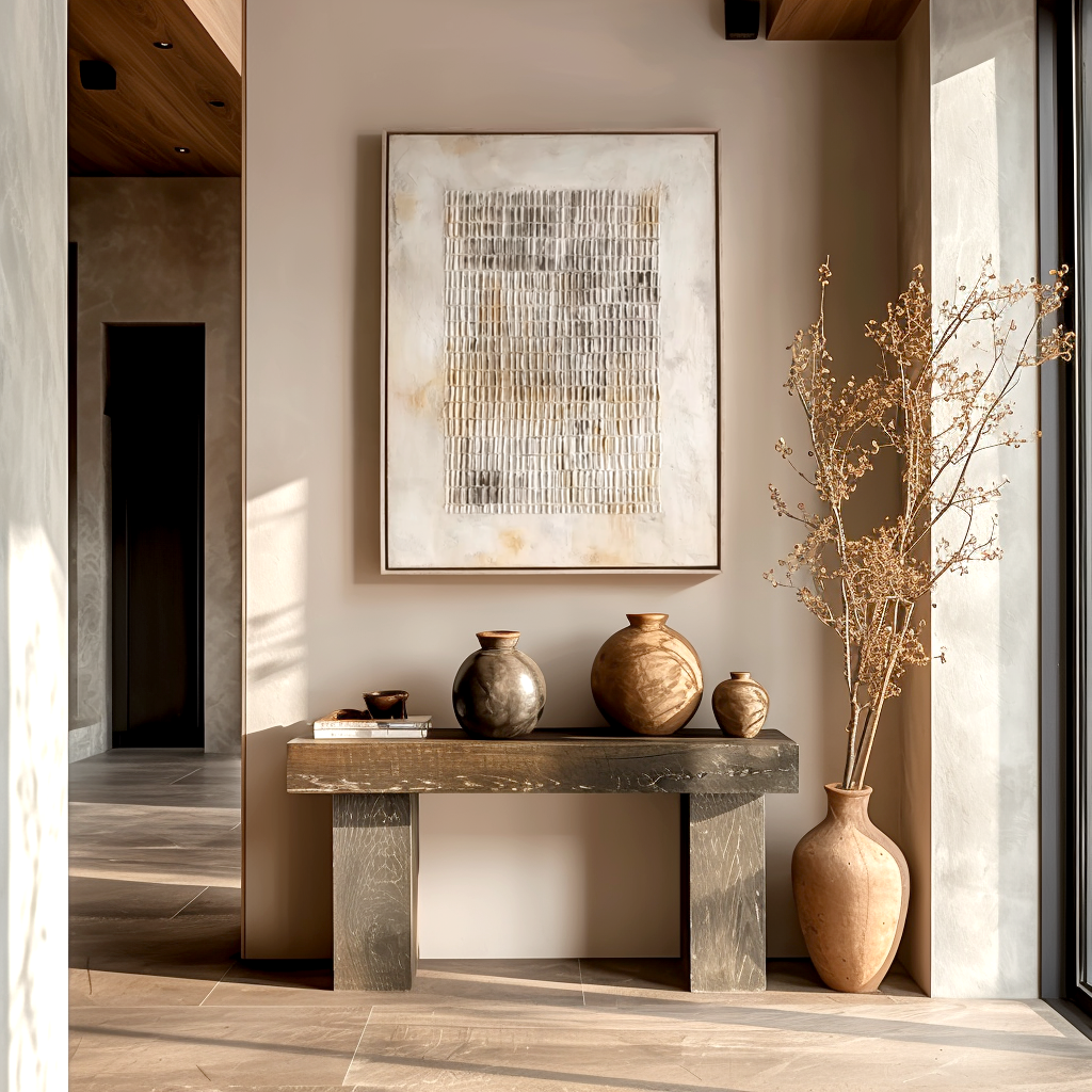 Neutral Textured Grid Wall Art – Large Abstract Canvas Painting