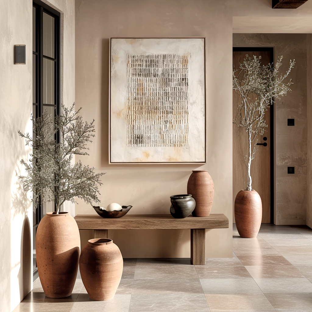 Neutral Textured Grid Wall Art – Large Abstract Canvas Painting