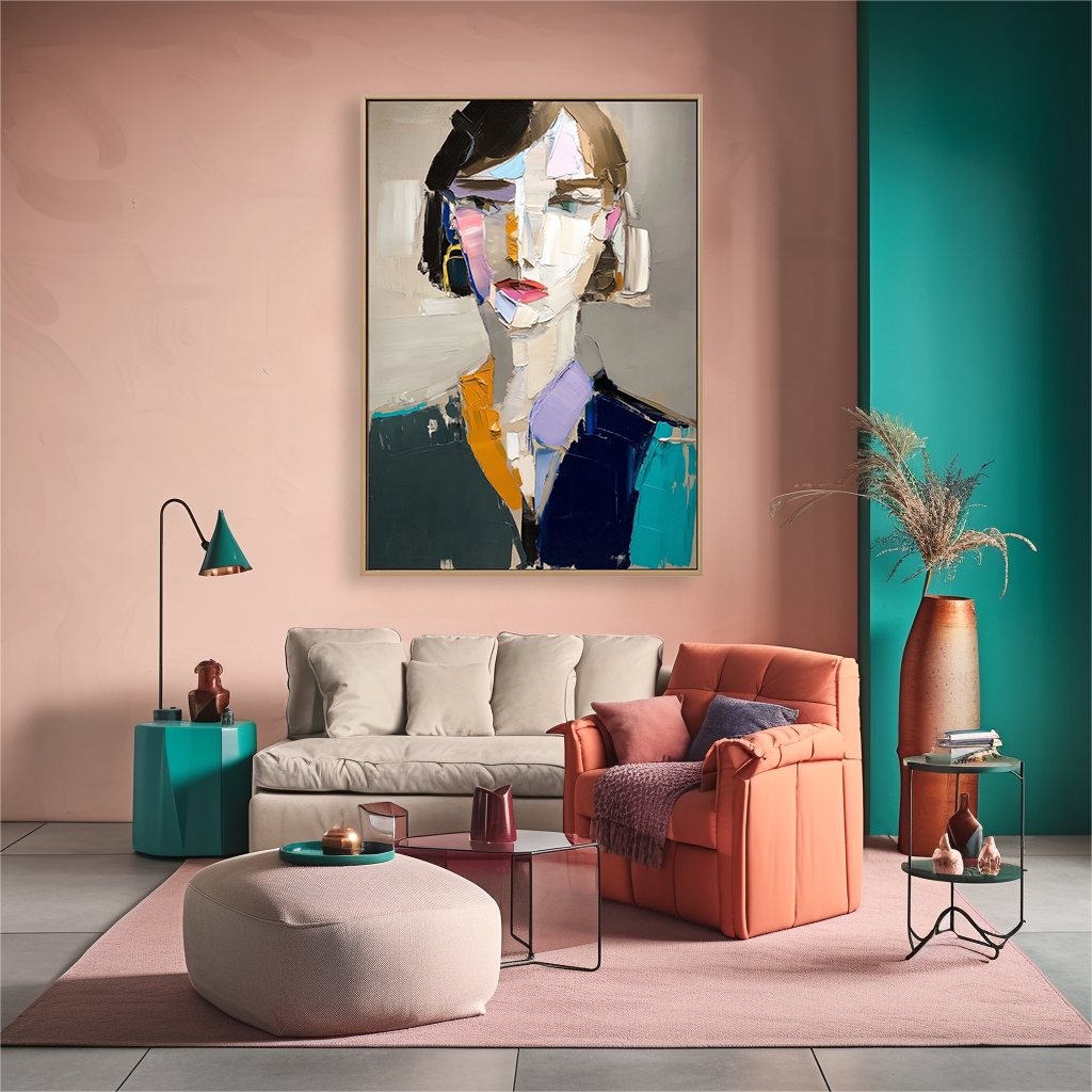 Poised Silence – Abstract Female Portrait Oil Painting on Canvas