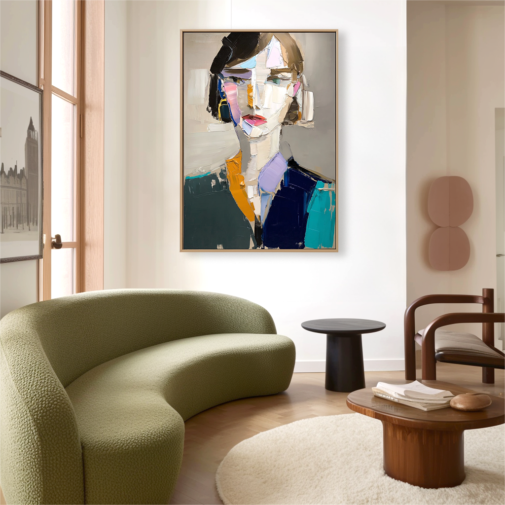 Poised Silence – Abstract Female Portrait Oil Painting on Canvas