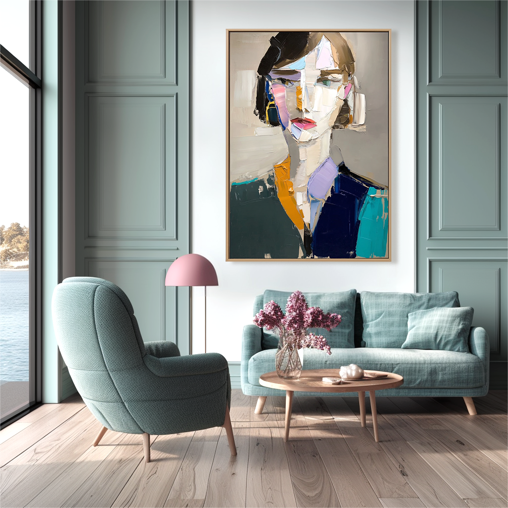 Poised Silence – Abstract Female Portrait Oil Painting on Canvas