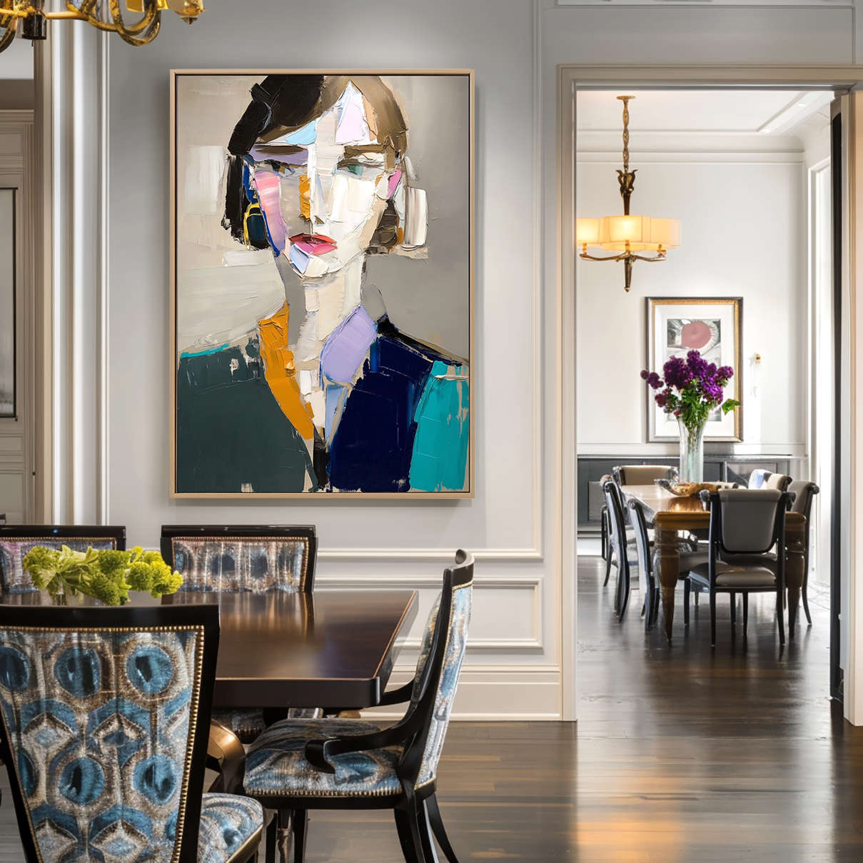 Poised Silence – Abstract Female Portrait Oil Painting on Canvas