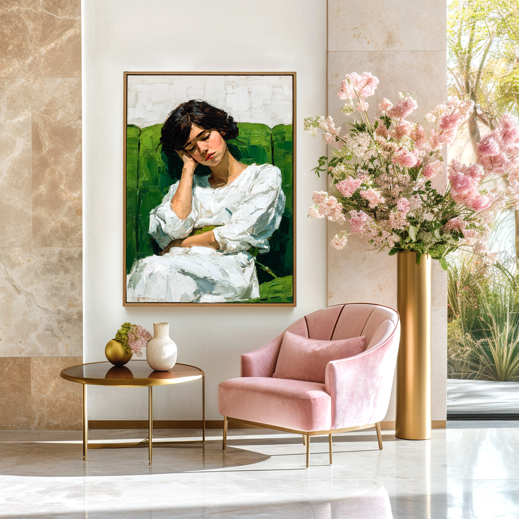 Hand-painted original decor adds depth, texture, and a personal touch to your living space, creating a one-of-a-kind atmosphere.