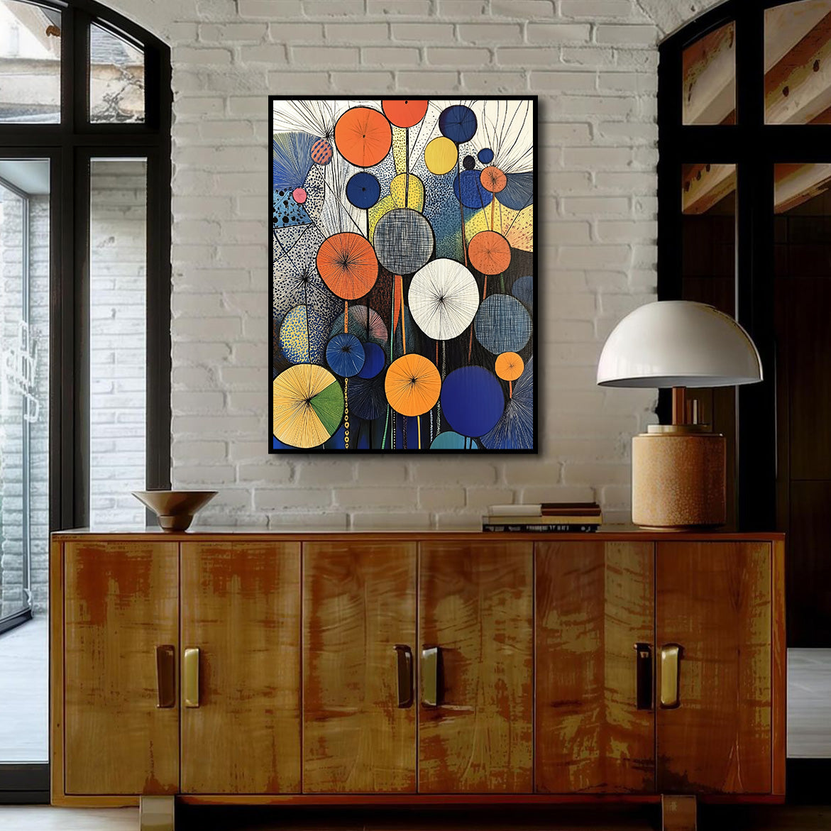 Retro Bloom - Geometric Abstract Circle Painting Colorful Modern Wall Art