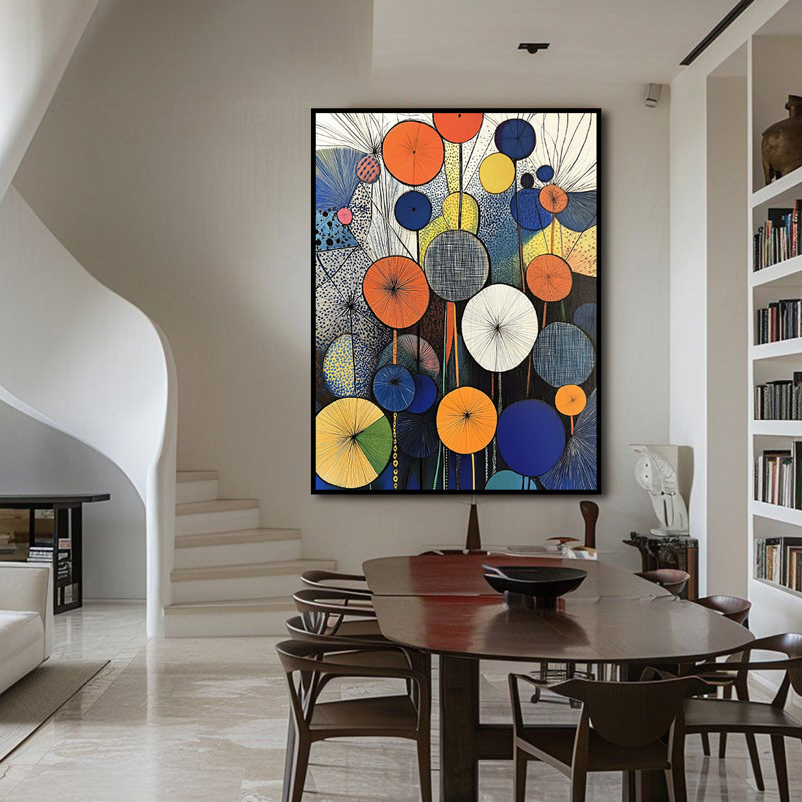 Retro Bloom - Geometric Abstract Circle Painting Colorful Modern Wall Art
