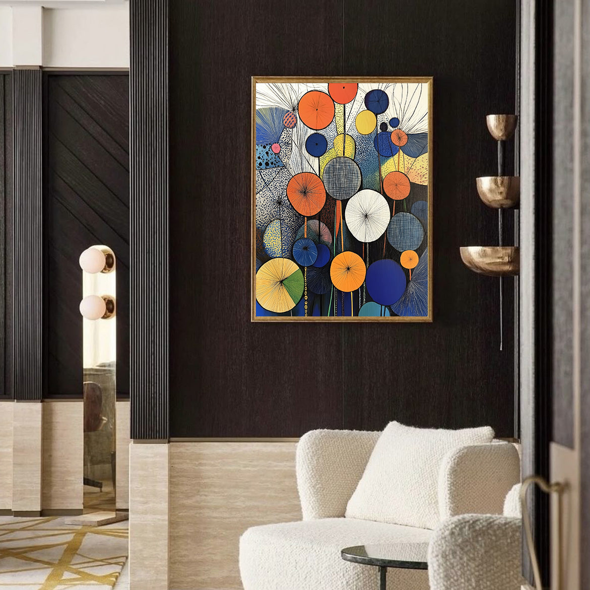 Retro Bloom - Geometric Abstract Circle Painting Colorful Modern Wall Art