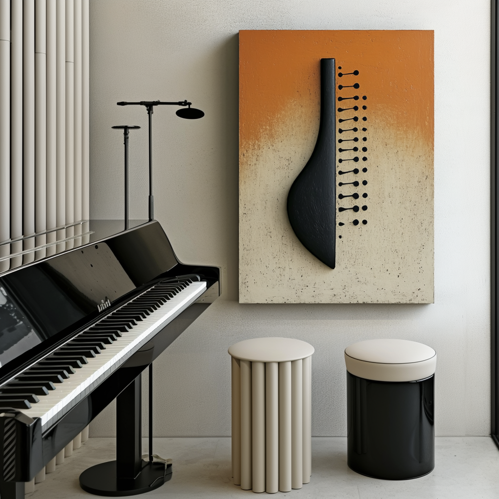 Rhythm of Silence – Minimalist 3D Textured Abstract Wall Art, Hand-Painted Oil on Canvas