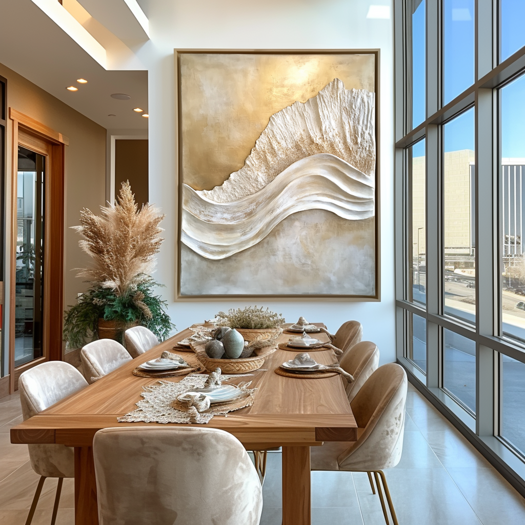 Sculpted Light – Textured Abstract Wall Art Golden Wave Canvas Wabi Sabi Vertical Decor