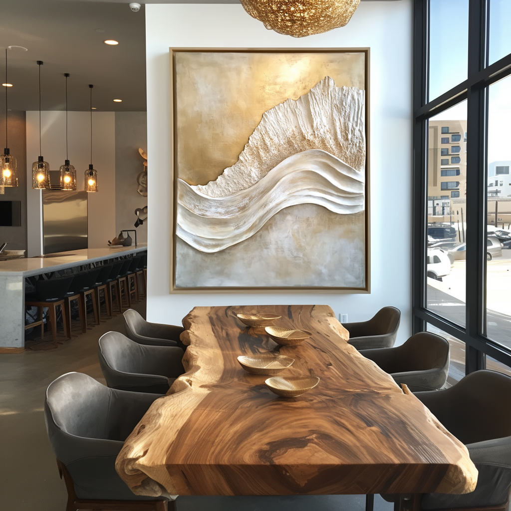 Sculpted Light – Textured Abstract Wall Art Golden Wave Canvas Wabi Sabi Vertical Decor