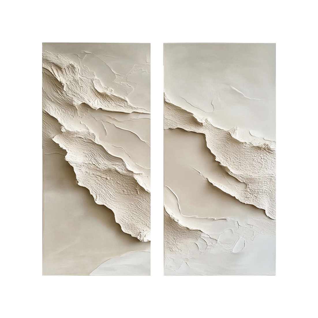 Serene Layers: Textured Diptych