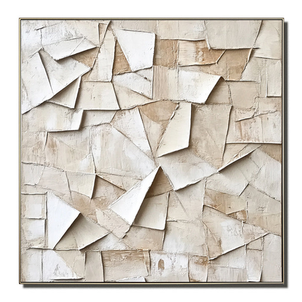 Shattered Harmony-Beige Abstract Textured Painting for Modern & Minimalist Interiors