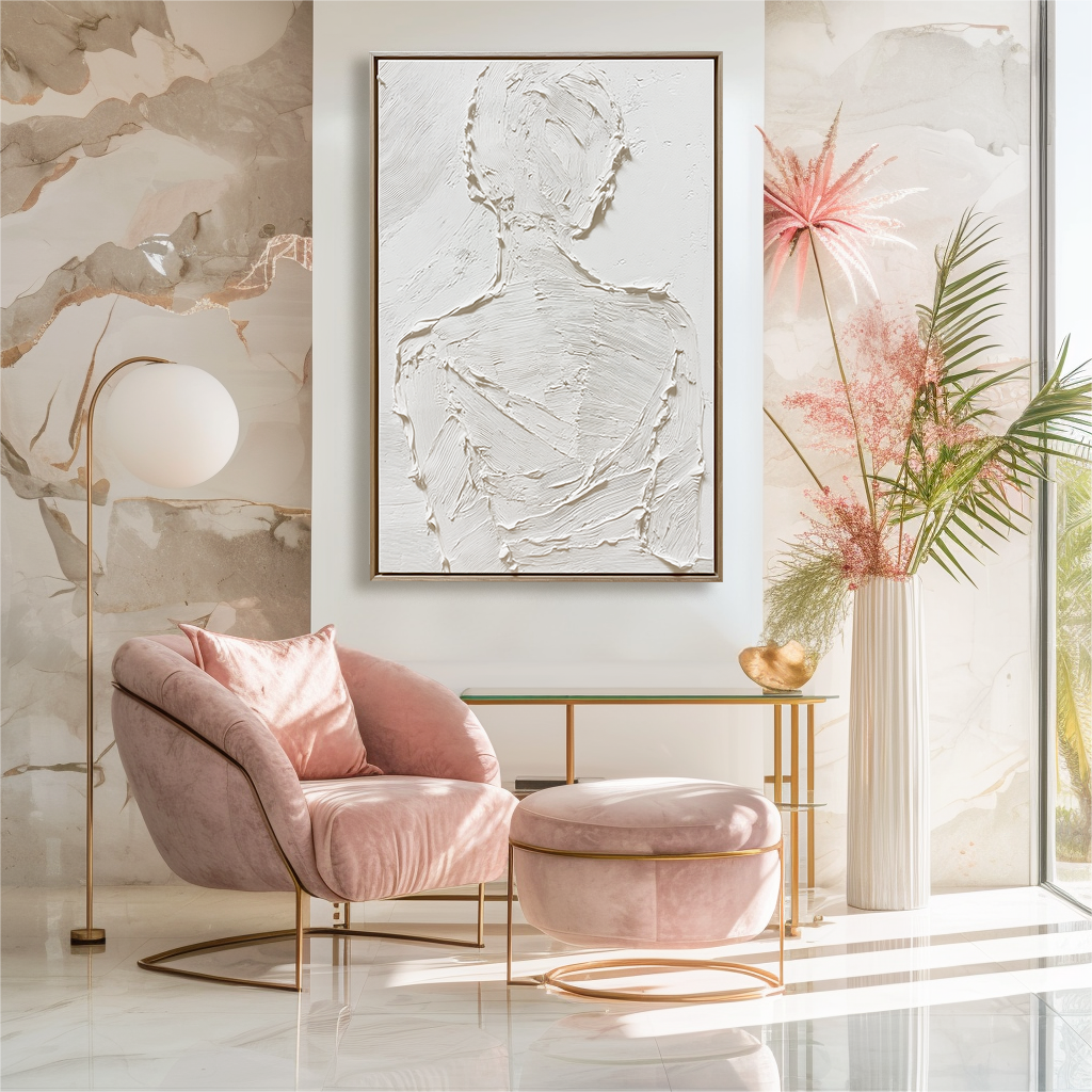 Silent Form –Plaster Art Texture Painting Minimalist Textured Female Silhouette Wall Art