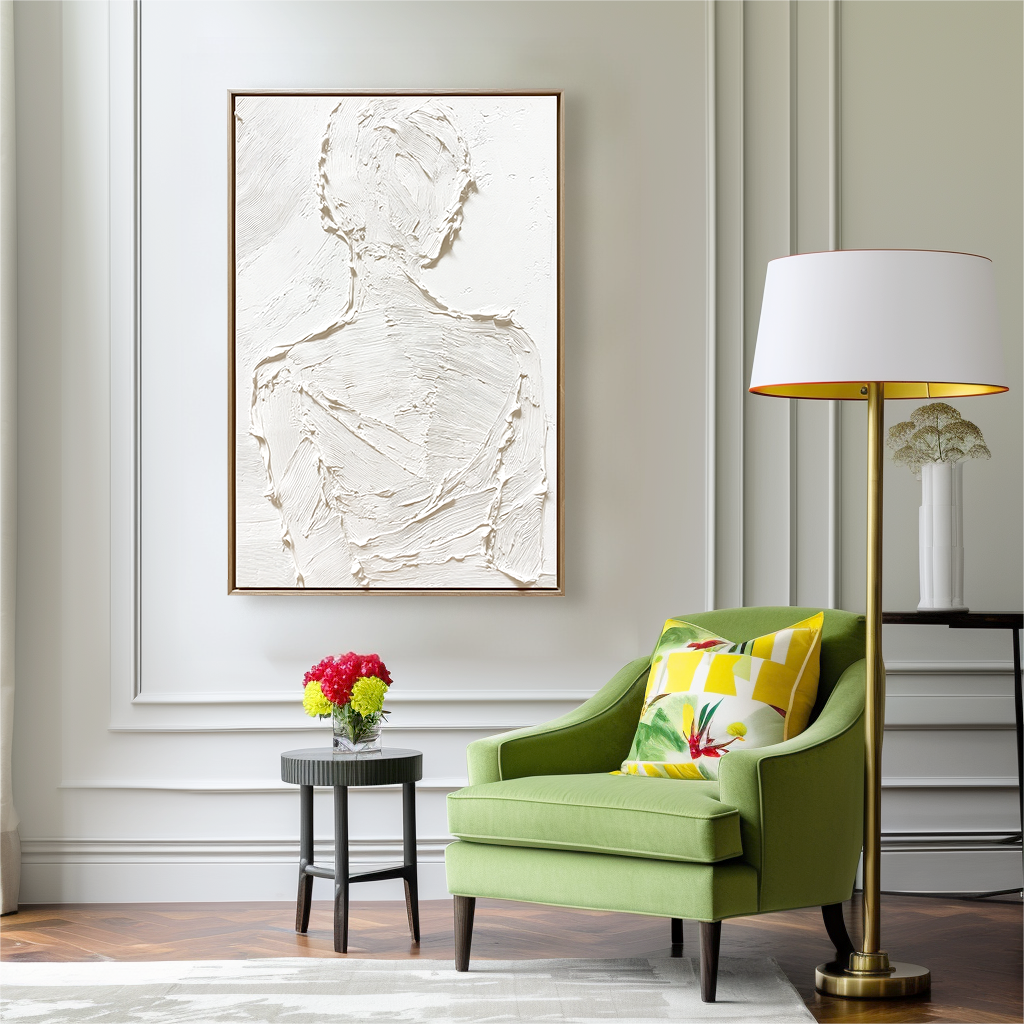 Silent Form –Plaster Art Texture Painting Minimalist Textured Female Silhouette Wall Art
