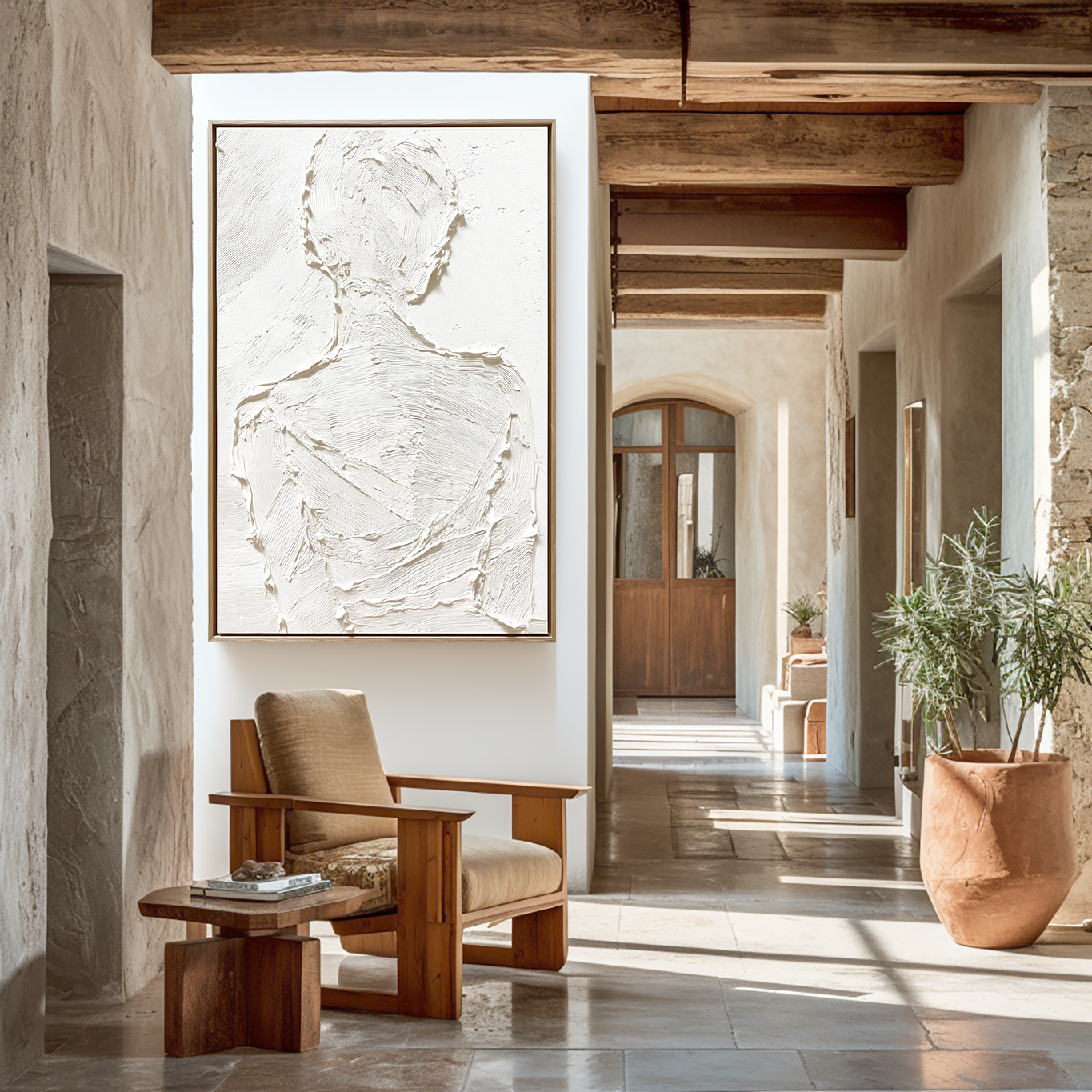 Silent Form –Plaster Art Texture Painting Minimalist Textured Female Silhouette Wall Art