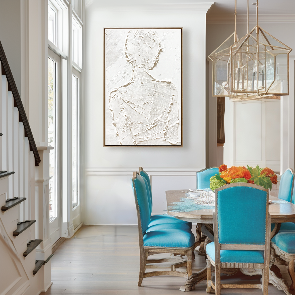 Silent Form –Plaster Art Texture Painting Minimalist Textured Female Silhouette Wall Art