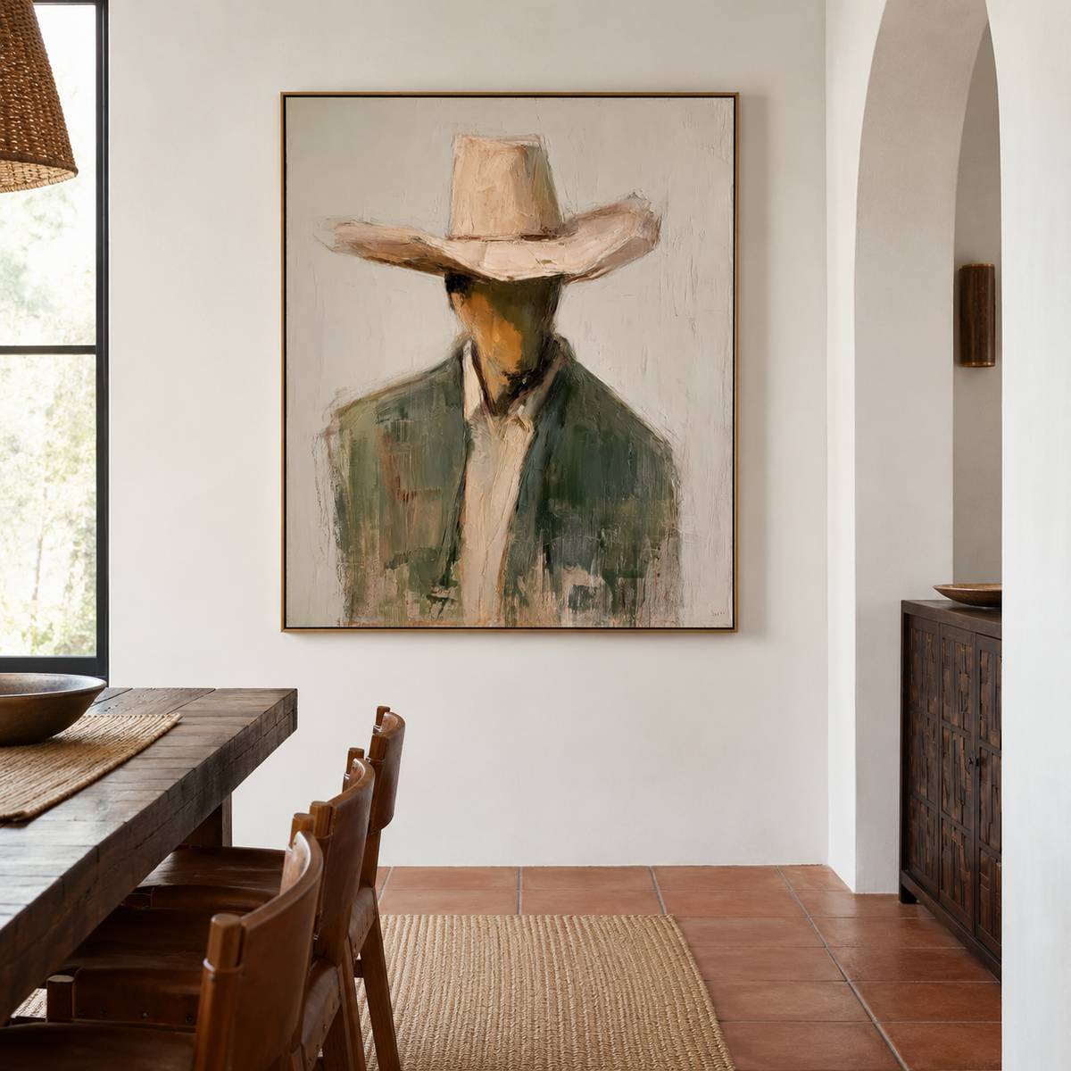 Silent Frontier – Minimalist Cowboy Portrait Wall Art