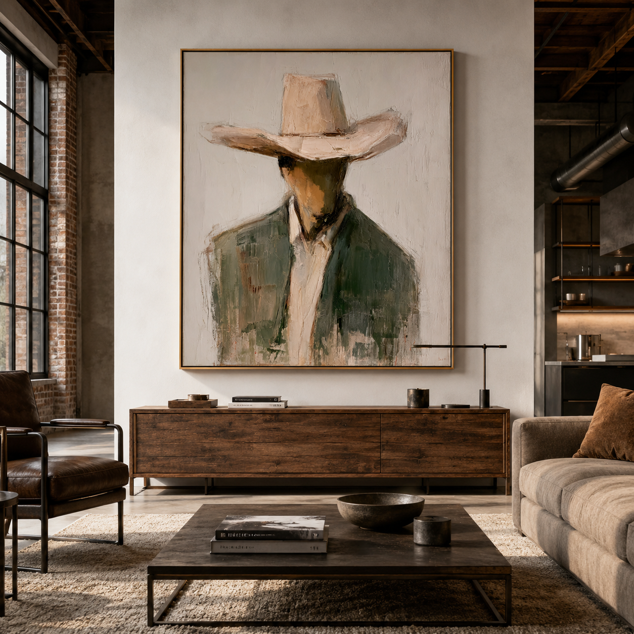Silent Frontier – Minimalist Cowboy Portrait Wall Art