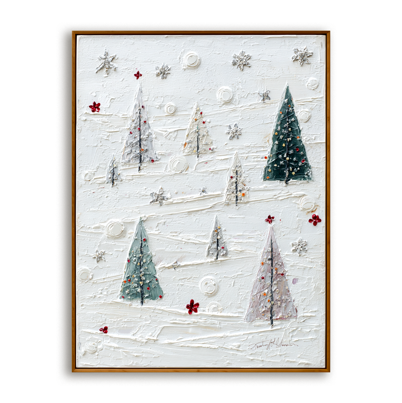 Silent Pines – Minimalist Textured Christmas Tree Oil Painting