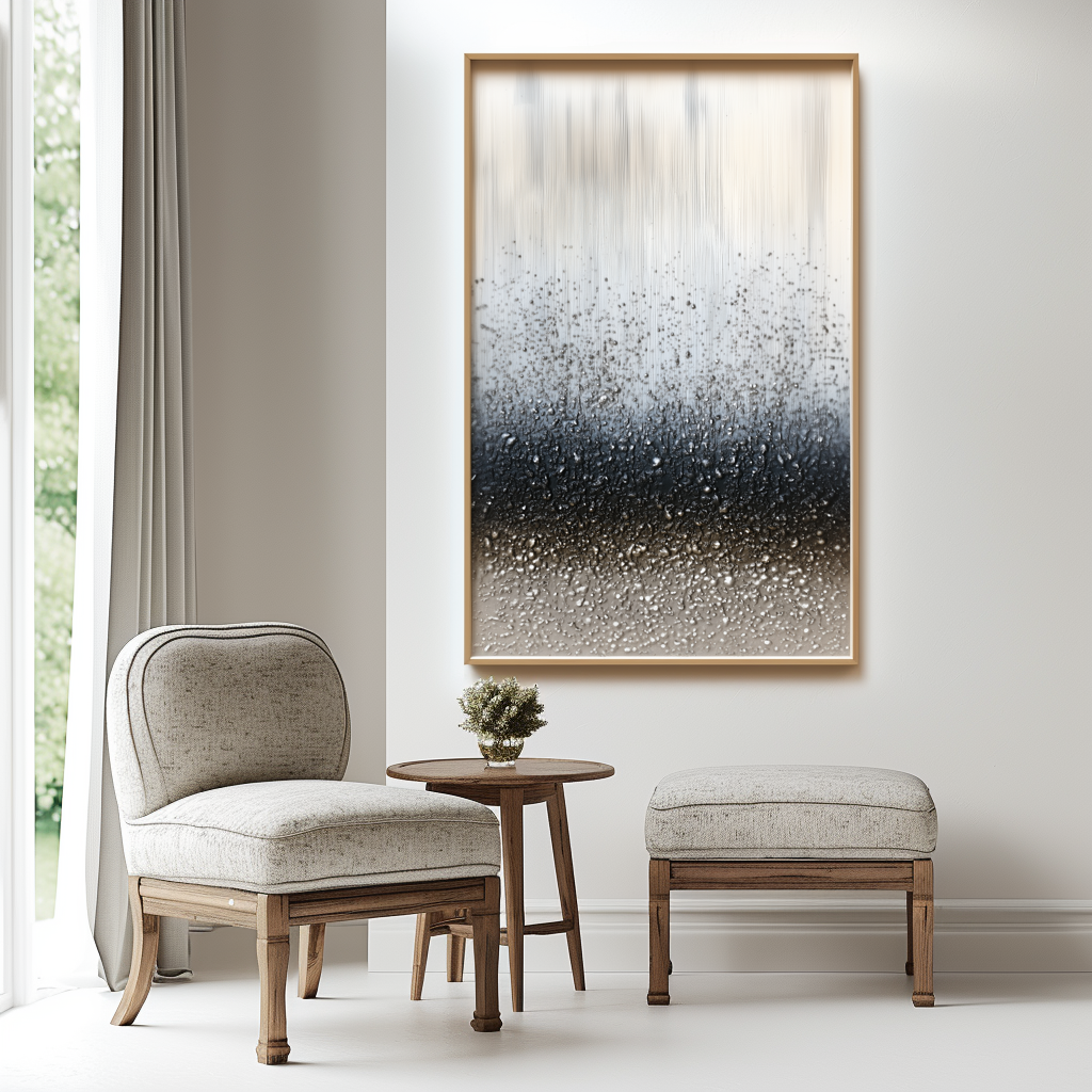 Silent Rainfall – Hand-Painted 3D Textured Abstract Oil Painting on Canvas