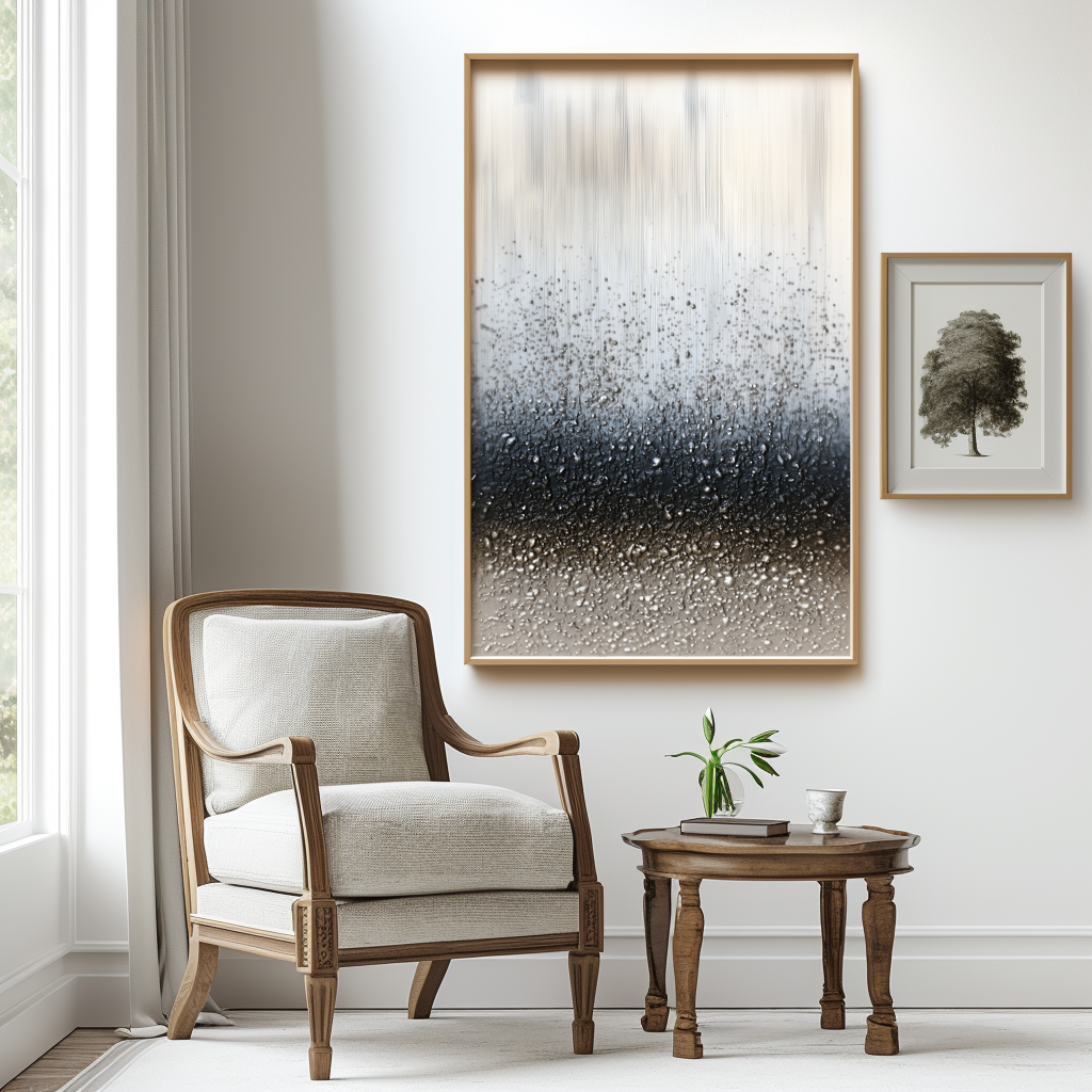 Silent Rainfall – Hand-Painted 3D Textured Abstract Oil Painting on Canvas