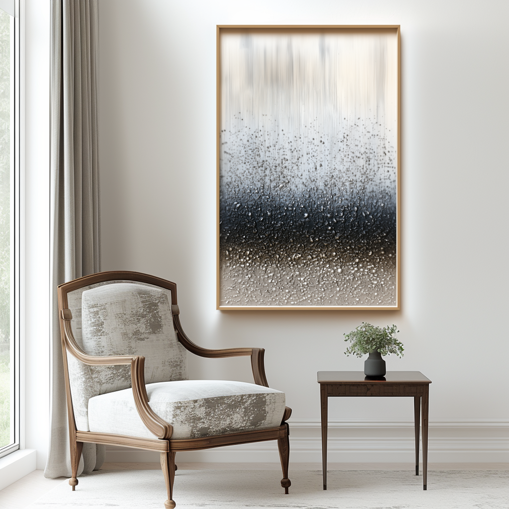 Silent Rainfall – Hand-Painted 3D Textured Abstract Oil Painting on Canvas