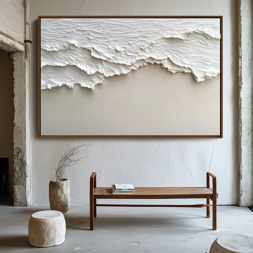 Silent Shores-Handcrafted Textured Abstract Ocean Painting for Modern Decor