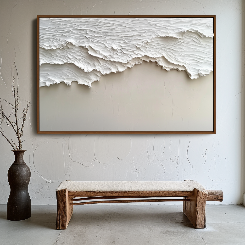 Silent Shores-Handcrafted Textured Abstract Ocean Painting for Modern Decor