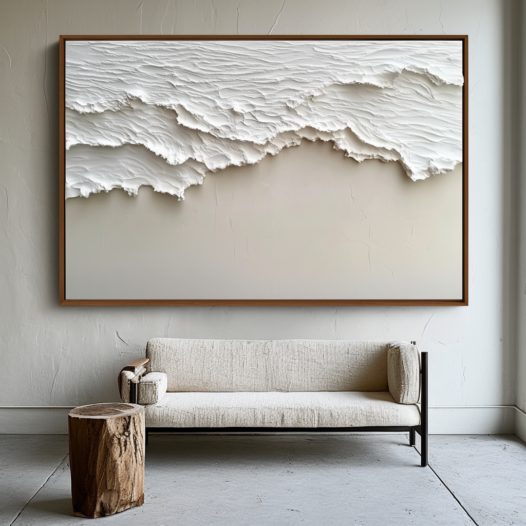 Silent Shores-Handcrafted Textured Abstract Ocean Painting for Modern Decor